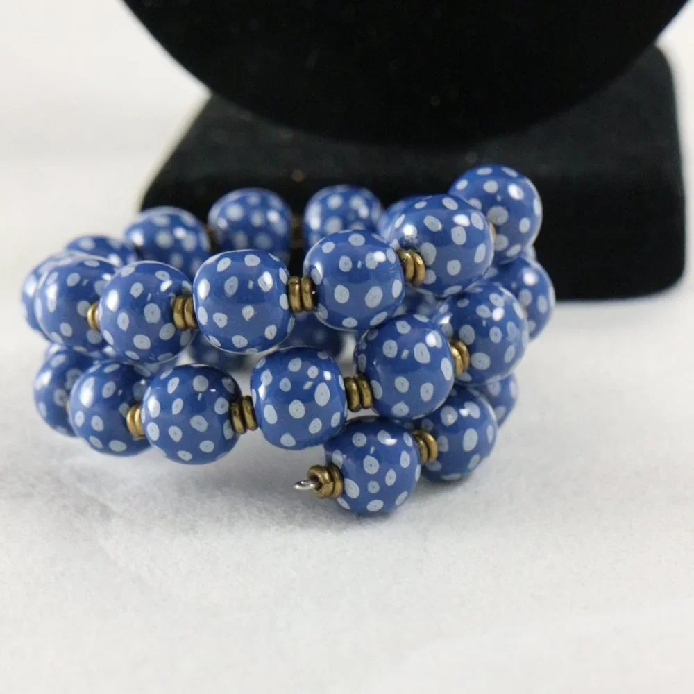 KAZURI Beads Candy TingTing 18 inch Blue/White Necklace + Earrings + Bracelet - Picture 7 of 11